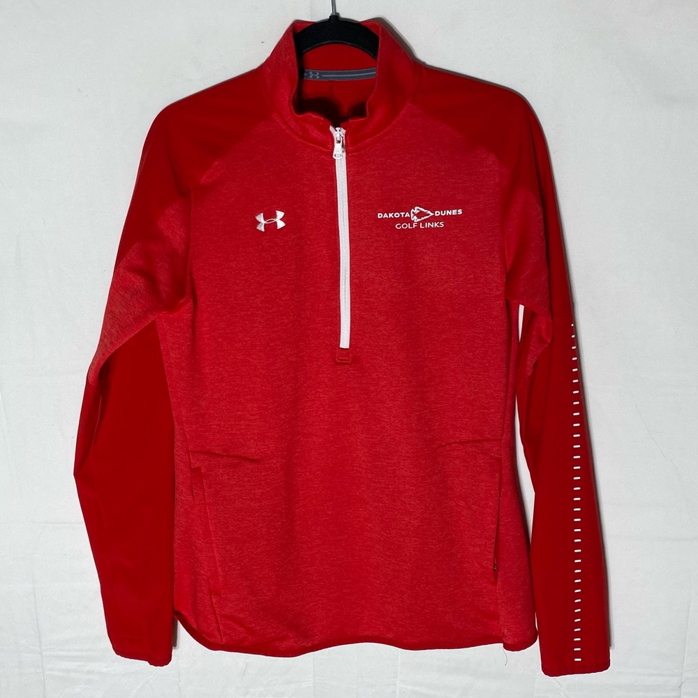 Under Armour Red Dakota Dunes Golf Links Mock Neck Cold Gear 1/2 Zip Pullover M